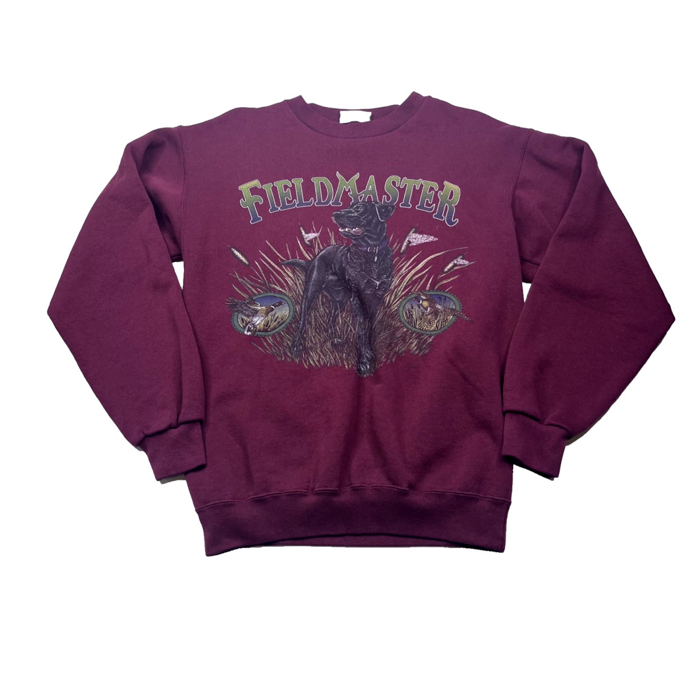 Vintage Fieldmaster Mens Crewneck Sweatshirt Medium Black Lab Hunting Waterfowl